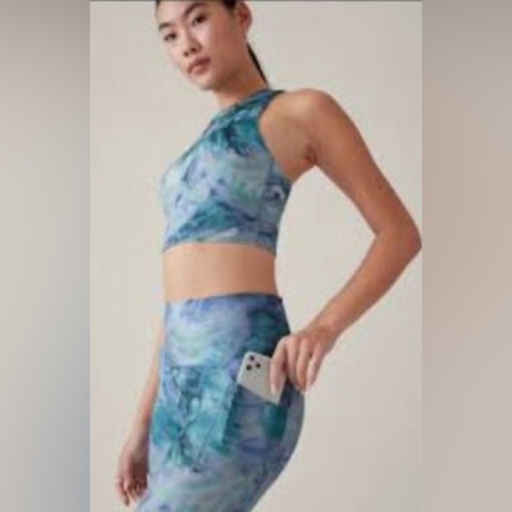 Athleta Blue-Green Tie-Dye Leggings - Picture 3 of 8